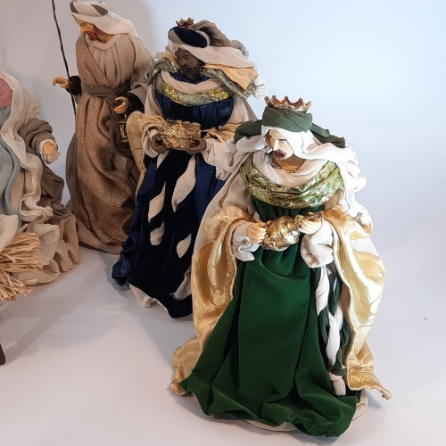 Figury do szopki bożonarodzeniowej - Zestaw bożonarodzeniowy FS46C - Figury w ubraniach z materiału do szopki betlejemskiej
