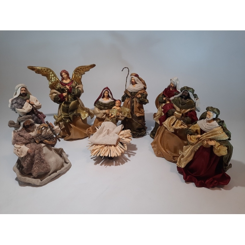 Figury do szopki bożonarodzeniowej - Zestaw FS18B - Figurki w ubraniach z materiału do szopki betlejemskiej