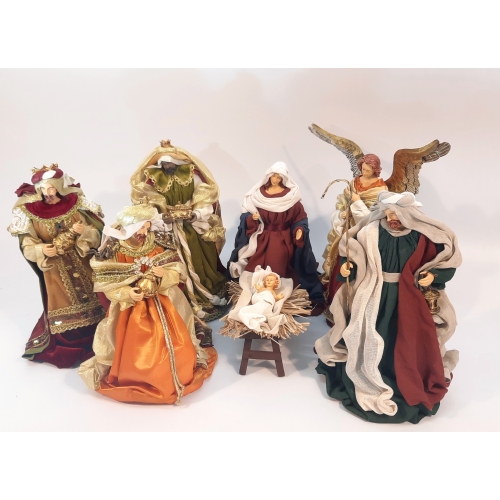 Figury do szopki bożonarodzeniowej - Zestaw bożonarodzeniowy FS36M - Figury w ubraniach z materiału do szopki betlejemskiej
