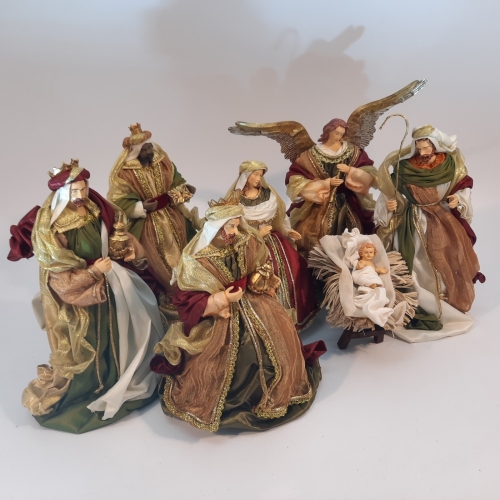 Figury do szopki bożonarodzeniowej - Zestaw bożonarodzeniowy FS36X - Figury w ubraniach z materiału do szopki betlejemskiej