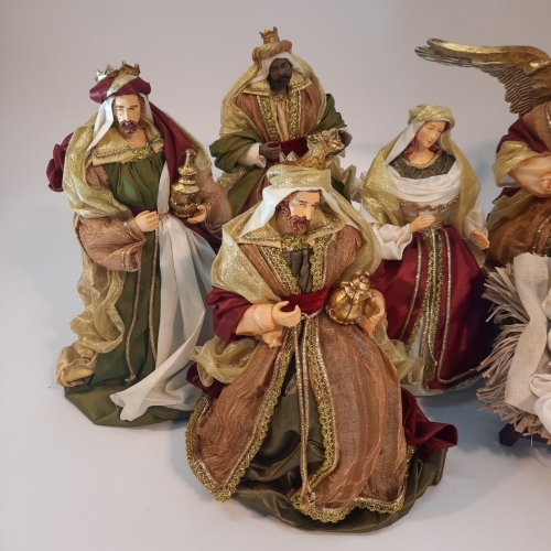 Figury do szopki bożonarodzeniowej - Zestaw bożonarodzeniowy FS46X - Figury w ubraniach z materiału do szopki betlejemskiej