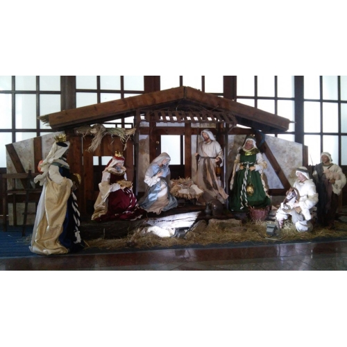 Szopka betlejemska - Zestaw bożonarodzeniowy SB100 Classic - Piękna szopka z figurami w ubraniach z materiału